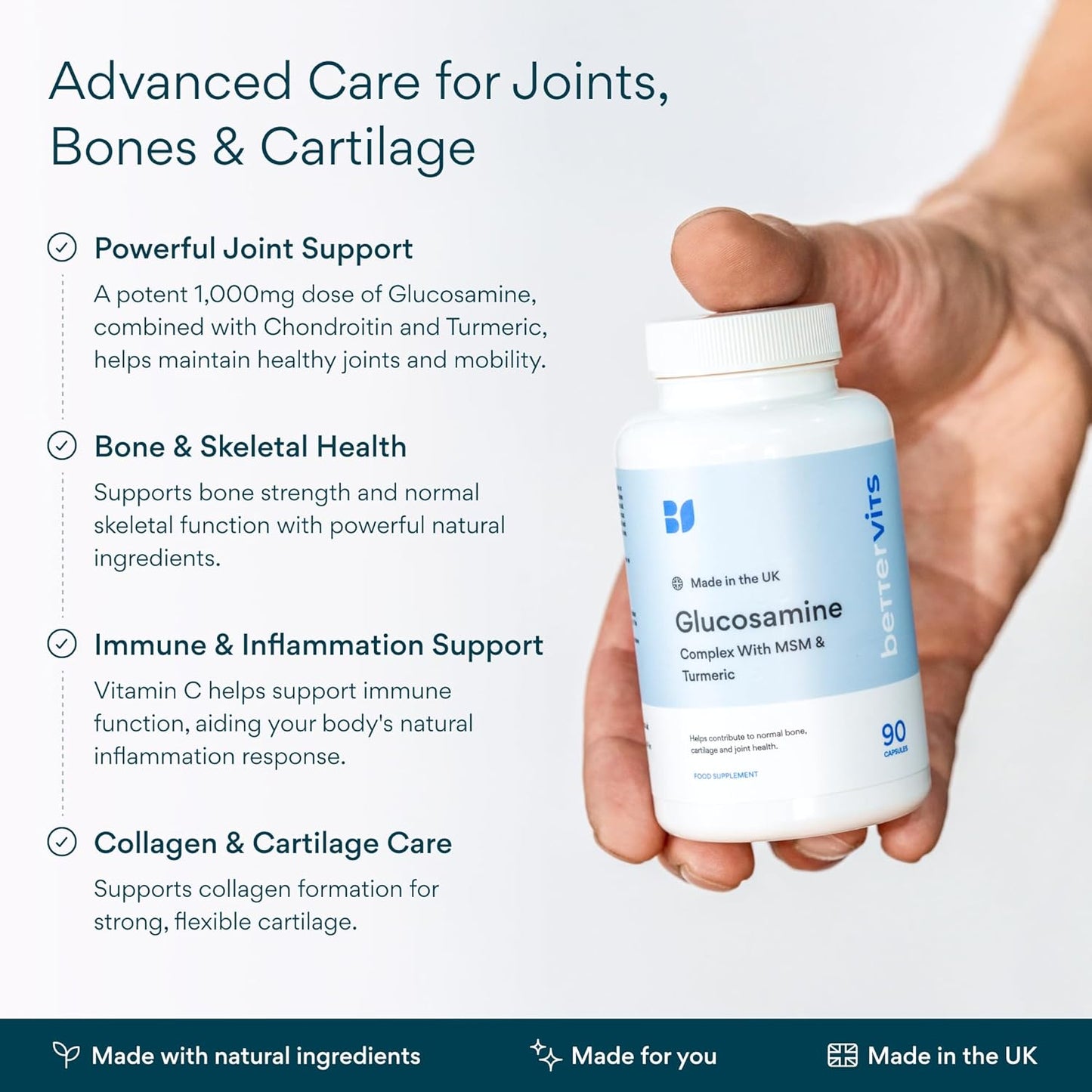 Bettervits Glucosamine Complex | Joint Support & Flexibility Tablets – 90 Count