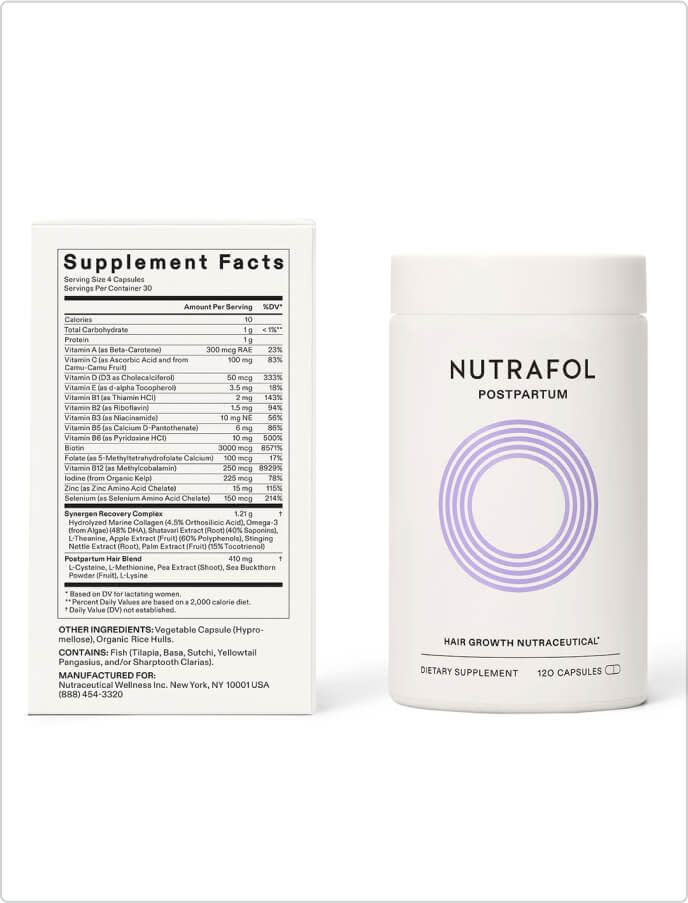Nutrafol Postpartum – Hair Growth Nutraceutical Supplement, 120 Capsules
