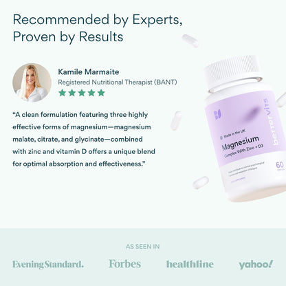 Bettervits Magnesium Glycinate Complex | Muscle, Heart & Sleep Support – 60 Capsules
